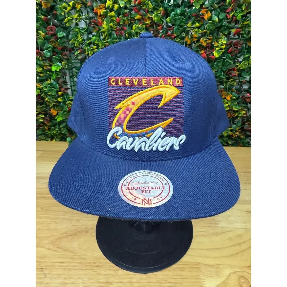 Cleveland Cavaliers NBA Mitchell &‎ Ness Snapback Hat Navy Blue C Logo 20% Wool